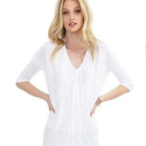 BOBI - 3/4 Sleeve High Low Tunic White - Large